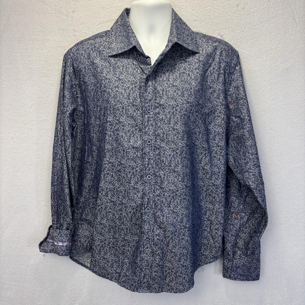 Robert Graham Floral Button Up Shirt Mens XL Tailored Fit Long Sleeve Flip Cuff